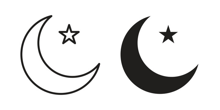 Moon stars icon elements. A modern flat and line icons set