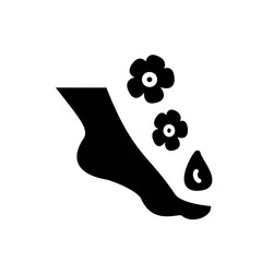 Feet massage aroma oil icon. Aromatherapy, foot spa vector icon.  Vector graphic, not Artificial Intelligence, logo illustration. Replaceable vector design.