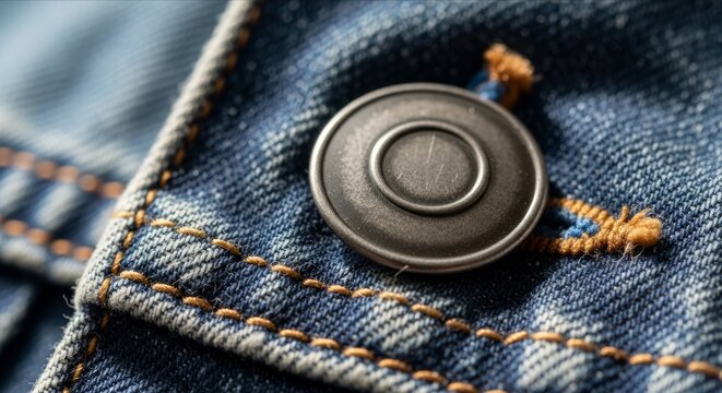 Close-Up of Denim Fabric with Button and Stitching Detail