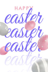 Fototapeta premium Celebration of Easter with colorful eggs and joyful messages in a bright setting