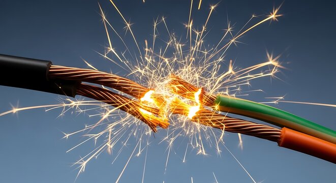 Electrical Spark From Exposed Copper Power Wires