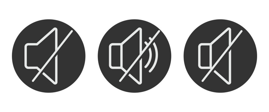  Flat style mute button icon. Mute volume symbol Vector Illustration designed for control audio playback on apps, videos, or system alerts.