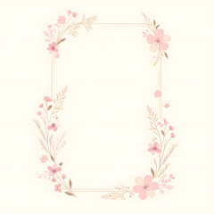 Obraz premium Delicate botanical border with soft pink flowers and subtle foliage surrounding empty space
