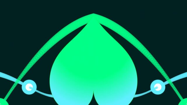 Animated Green Shapes on Dark Background.