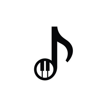 Black musical note icon incorporating a piano keyboard design