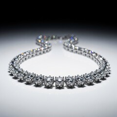 Obraz premium Elegant Diamond Necklace on White Glossy Surface in Dark Background