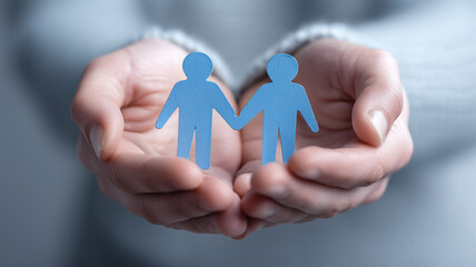 Paper Cut Family Figures Holding Hands In Heart
