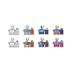 Pixel Art Suitcase and Moon Icons for Travel