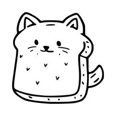 funny kitty bread slice drawing for kitchen and kids art © Zen20