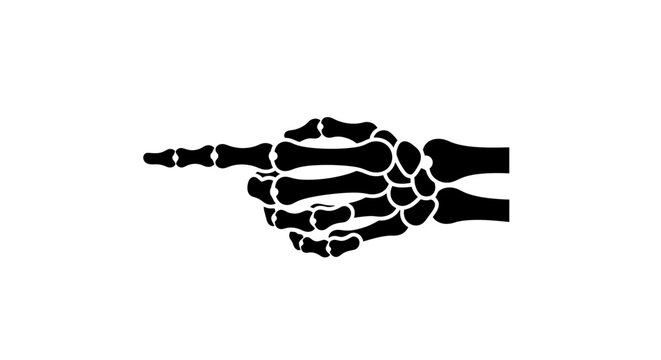 Skeleton Hand Pointing Left Icon - Spooky Halloween or Medical Symbol