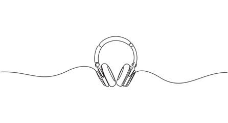 Obraz premium Audio Headphones Continuous Line Drawing Vector,Minimalist Headphones One Line Art Illustration