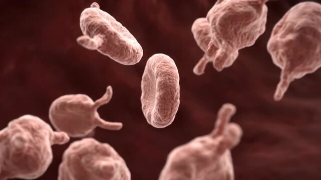 Detailed 3D medical visualization of blood clot formation thrombosis with red platelets thrombocytes aggregation clustering inside blood vessel showing coagulation hemostasis process in dark cinematic