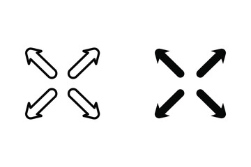 Obraz premium Fullscreen Expand Arrows Icon in Outline and Solid Black for UI/UX and Scaling