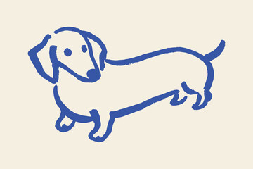 Naive dachshund dog simple line sketch vector illustration © Victoria