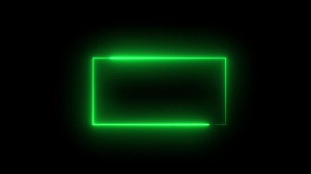 Abstract rectangle frame animation on black screen. neon light rectangle moving frame motion graphics.