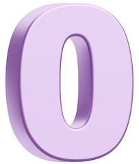 3D素材_数字_0_メタリック_紫