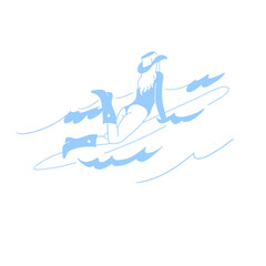 Fototapeta premium Coastal cowgirl on surfboard