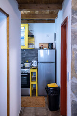 Vertical shot of a modern kitchen room.