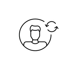 Obraz premium Account access renewal, subscription refresh, digital profile update. Male avatar and renew arrows. Pixel perfect, editable stroke vector icon