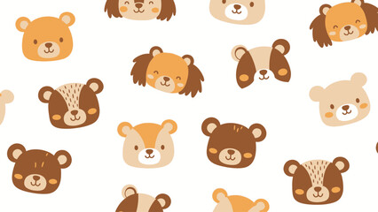 Obraz premium Cartoon Animal Faces Pattern.