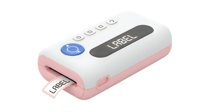 Cute handheld label printer with pink and white