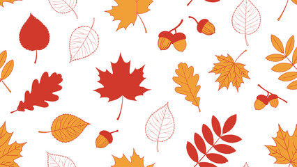 Colorful Autumn Leaves Pattern Illustration. © Story