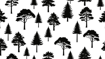 Fototapeta premium Collection of Various Tree Silhouettes.