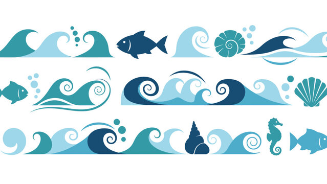 Ocean Waves Sea Creatures Marine Life.