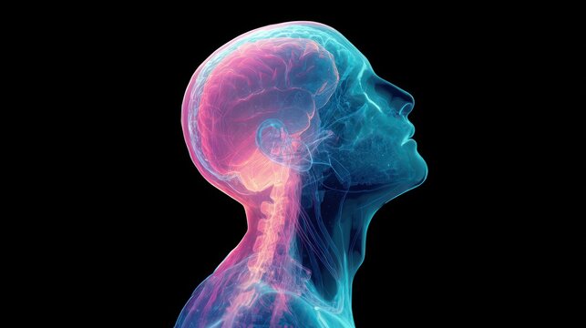 Human Head and Brain X-Ray Scan.