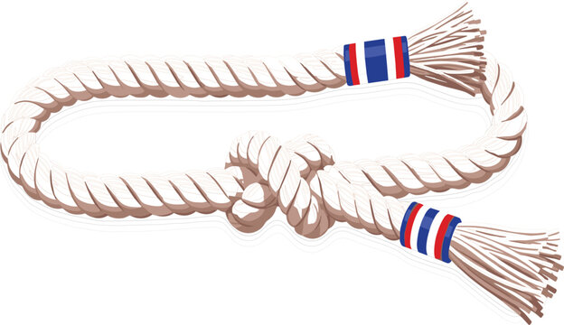 aditional Muay Thai Mongkol Headband Rope Symbol Thai Boxing Culture Martial Arts Equipment Flat Vector Illustration