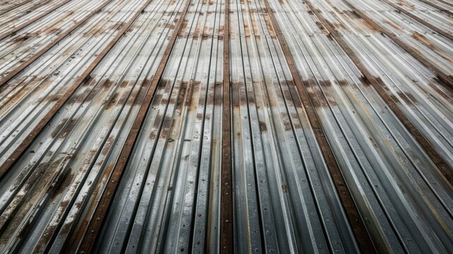 Industrial Corrugated Metal Floor Deck Surface Texture Background