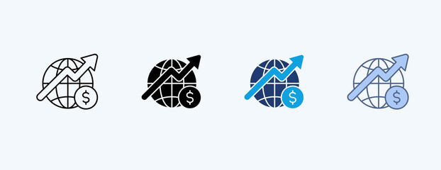  World Economy Multiple Icon Illustration Vector