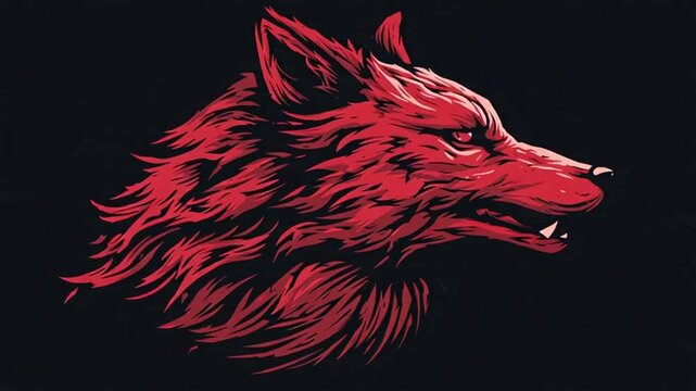 Red Wolf Head Animation with Open Mouth.