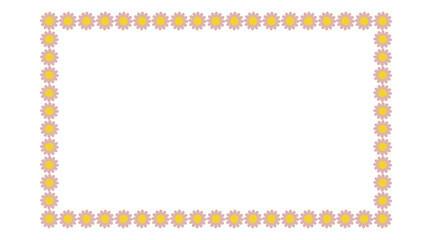 Fototapeta premium Decorative colorful floral frame border made of small flowers. Perfect for greeting cards, wedding invitations, posters, banners, holiday designs, stationery, branding, and festive backgrounds.