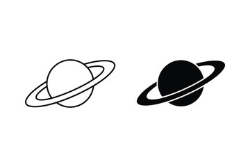 Saturn Planet Icon: Explore the Cosmos with this Celestial Space Symbol © Creative
