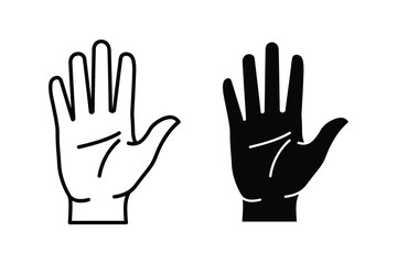 Fototapeta premium Open Hand Icons in Outline and Solid Black for Welcome and Stop Gestures
