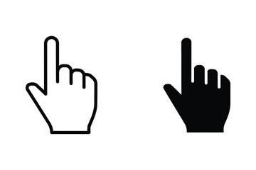 Obraz premium Pointing Finger Icons in Outline and Solid Black for Selection and Action