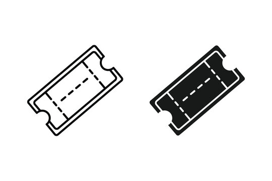 Ticket Icon: Outline and Solid Fill Representation for Events