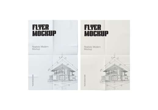 Realistic Folded Poster Flyer Mockup
