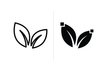Obraz premium Leaf Icons: Outline and Solid Black for Nature and Growth