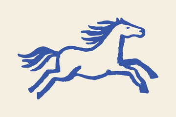 Running horse naive doodle hand drawn sketch vector illustration © Victoria