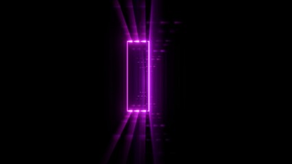 Futuristic 3D tunnel corridor with glowing purple neon geometric lines converging on the illuminated alphabet letter I