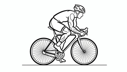 Obraz premium Vector Line Art Of A Cyclist Riding A Road Bike