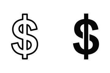 Obraz premium Dollar Sign Icons: US Currency and Financial Symbol Variations