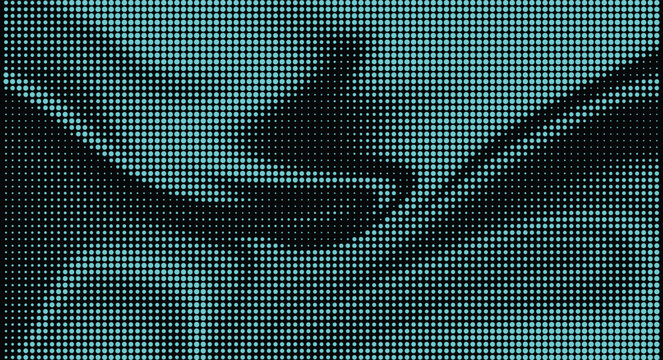 Abstract Halftone LED Pixel Wave &ndash; Teal Dot Matrix Texture Background
