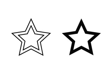 Fototapeta premium Simple Star Icons: Outlined and Solid Black Shapes on White Background