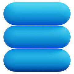 3D Blue Horizontal Rounded Bar Abstract Shape
