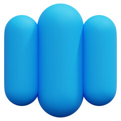 3D Blue Triple Rounded Column Abstract Shape