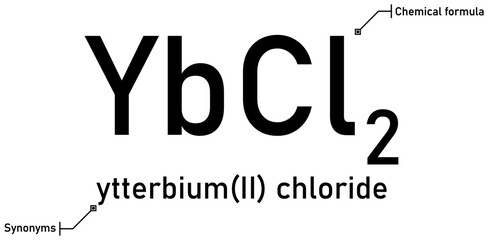 Ytterbium (II) chloride chemical formula with callout titles