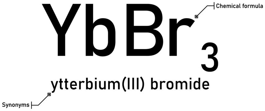 Ytterbium (III) bromide chemical formula with callout titles